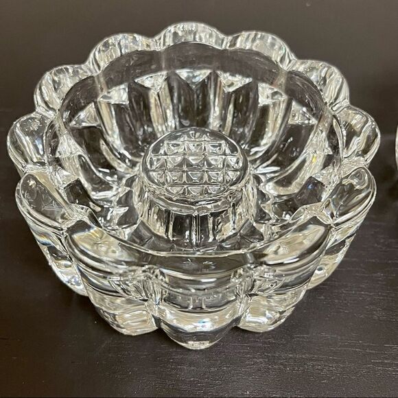 Vintage Princess House Clear Ribbed Round Crystal 3-Way Candle Holder Set - Picture 9 of 16